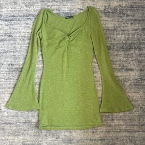 Urban Outfitters Green Sheath Dress with Bell Sleeves